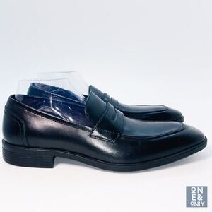 NEW BLACK BROWN 1826 Loafers Men 9M Black Leather Upper Slip-On Dress Shoes NWOB